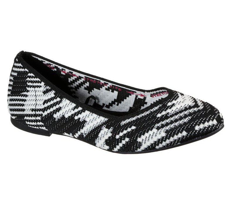 Skechers Cleo - Blurry - Womens Flats Shoes Black/White [AU-DJ8971]